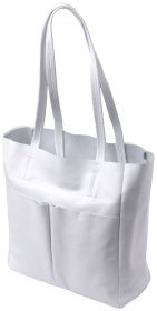 Містка шкіряна сумка-шоппер білого кольору Shvigel 2422844