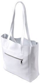 Містка шкіряна сумка-шоппер білого кольору Shvigel 2422844