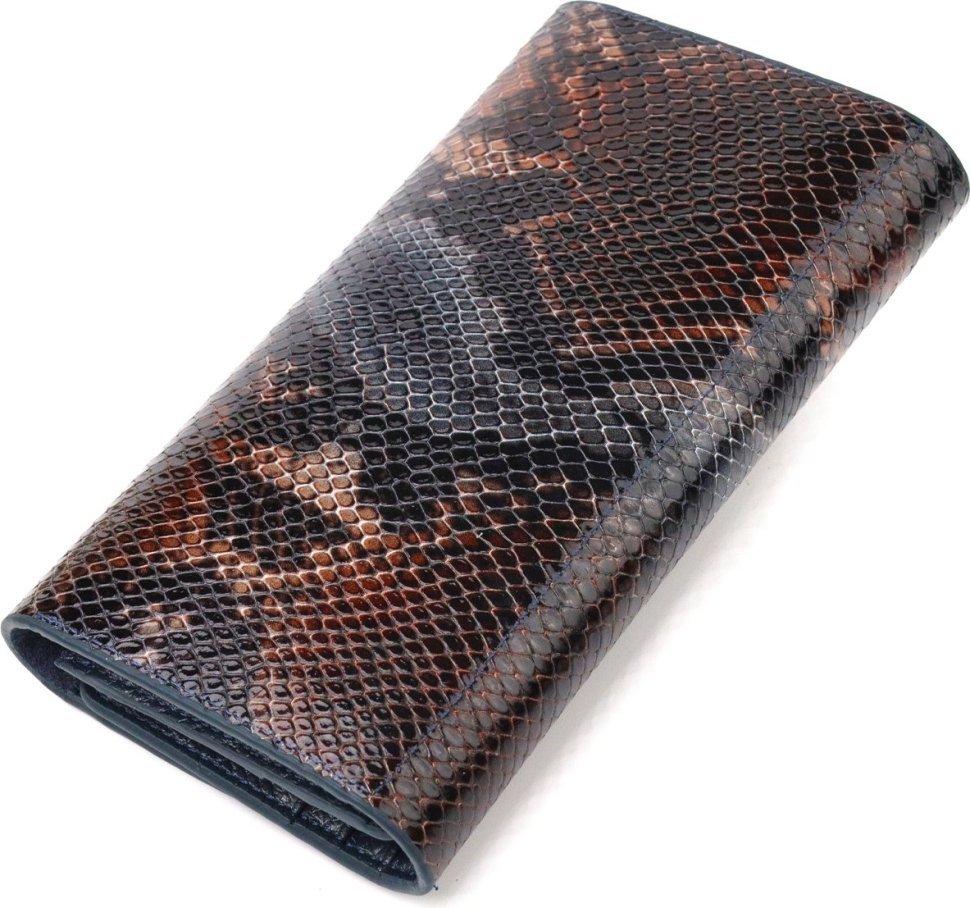 Різнобарвний жіночий гаманець з натуральної шкіри з тисненням під змію CANPELLINI (2421663)