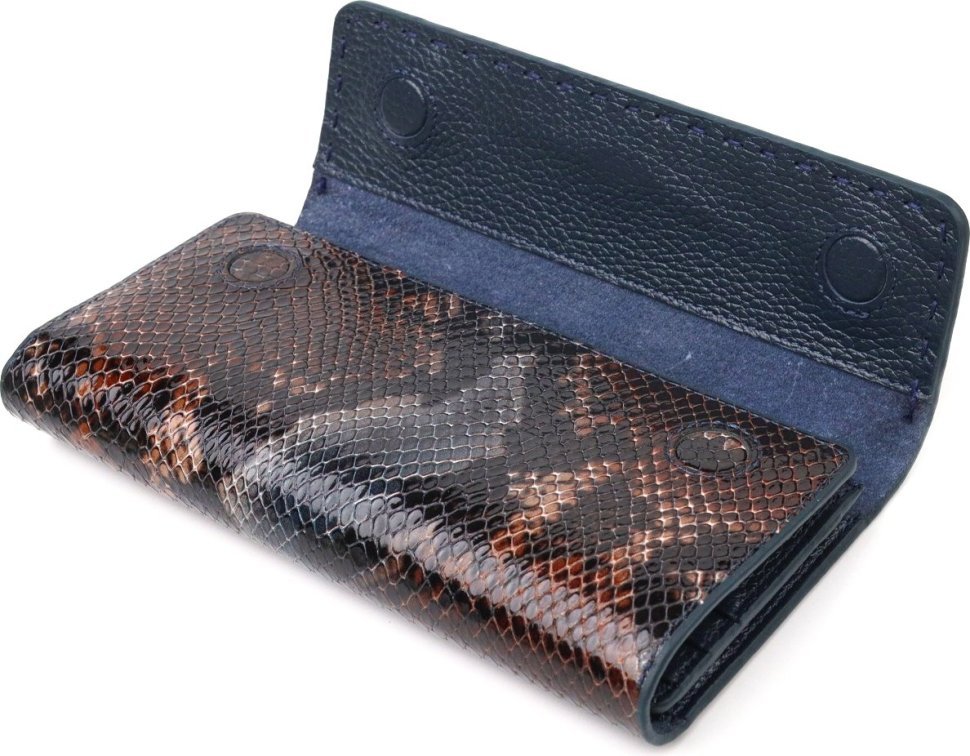 Різнобарвний жіночий гаманець з натуральної шкіри з тисненням під змію CANPELLINI (2421663)