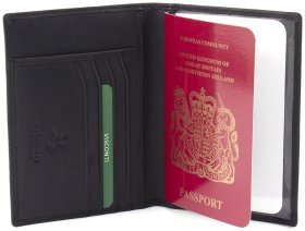 Черная обложка для паспорта из фактурной кожи высокого качества Visconti 68771