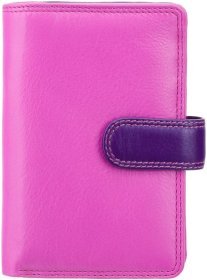 Рожево-фіолетовий жіночий гаманець середнього розміру з натуральної шкіри на кнопці Visconti Fiji 68871
