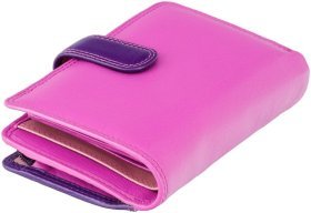 Розово-фиолетовый женский кошелек среднего размера из натуральной кожи на кнопке Visconti Fiji 68871