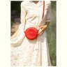 Кругла жіноча сумка-кроссбоді із натуральної шкіри червоного кольору BlankNote Бон-Бон 78871 - 2