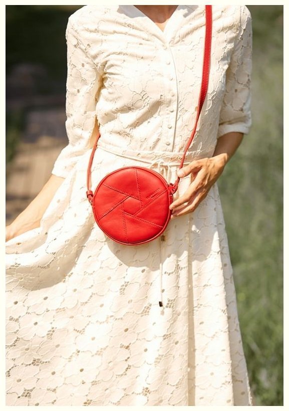 Кругла жіноча сумка-кроссбоді із натуральної шкіри червоного кольору BlankNote Бон-Бон 78871