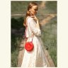 Кругла жіноча сумка-кроссбоді із натуральної шкіри червоного кольору BlankNote Бон-Бон 78871 - 3