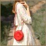 Кругла жіноча сумка-кроссбоді із натуральної шкіри червоного кольору BlankNote Бон-Бон 78871 - 5