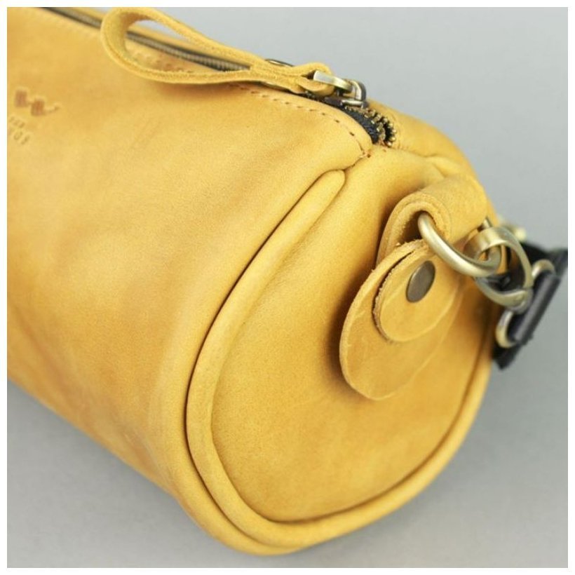 Жовта жіноча сумка з вінтажної шкіри з лямкою на плече BlankNote Cylinder 78971