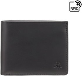 Черное классическое мужское портмоне из натуральной кожи с RFID - Visconti 69071