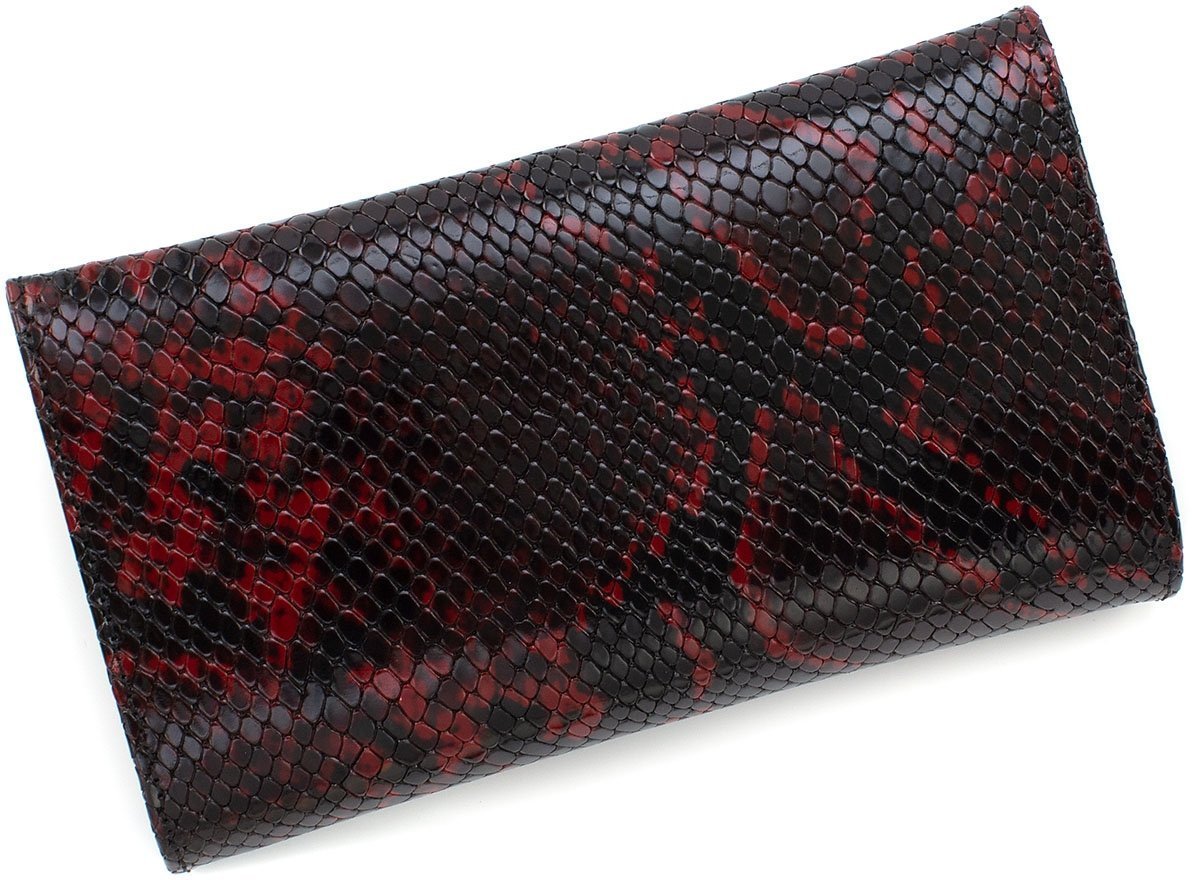 Фирменный женский кошелек из натуральной кожи под змею на два отсека KARYA (19564)