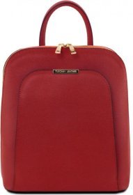 Женский красный рюкзак из кожи сафьяно Tuscany (21789)