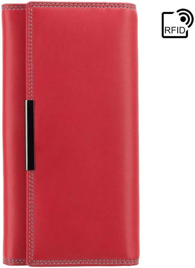 Качественный женский кошелек из натуральной кожи красного цвета с клапаном Visconti 69271