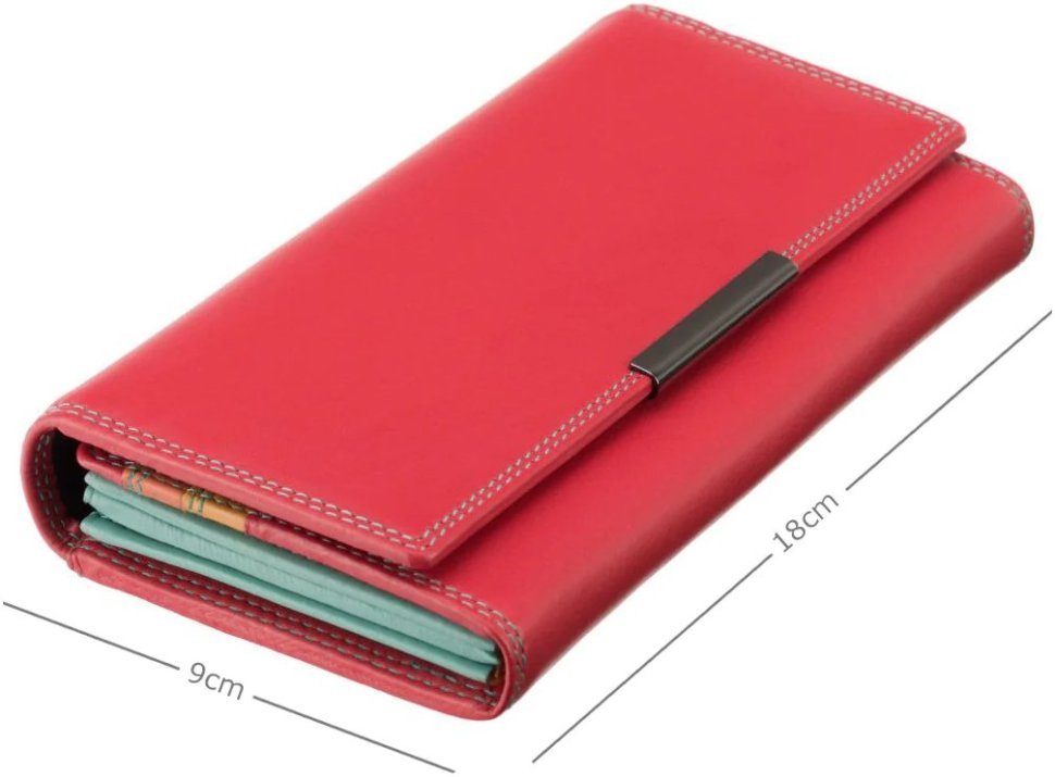 Якісний жіночий гаманець із натуральної шкіри червоного кольору з клапаном Visconti 69271