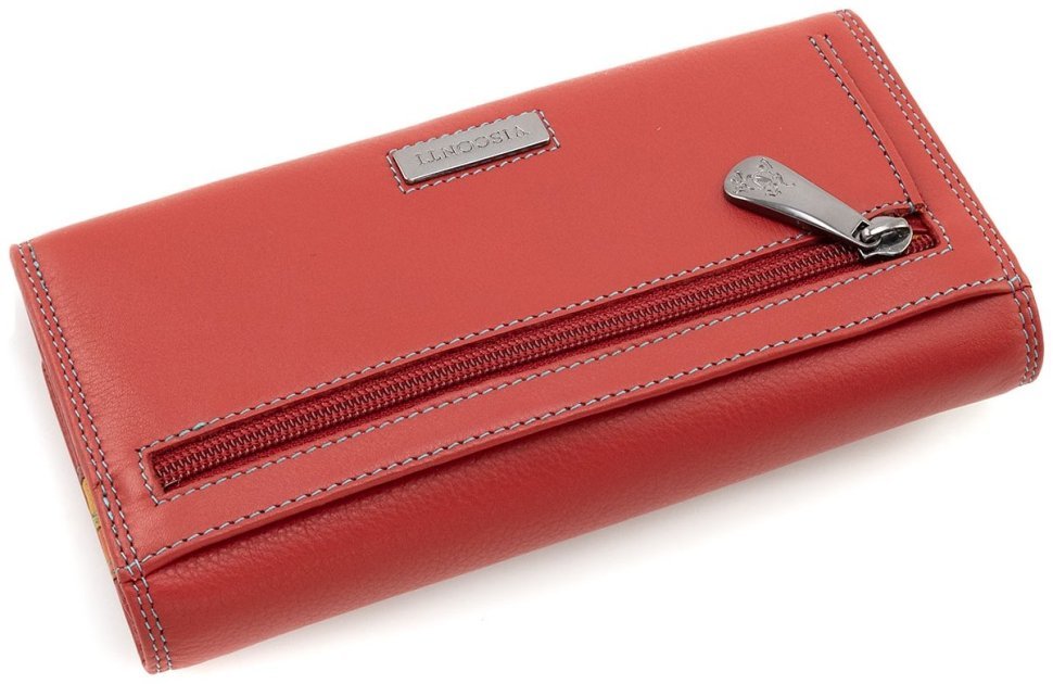 Якісний жіночий гаманець із натуральної шкіри червоного кольору з клапаном Visconti 69271 modnotak фото №3
