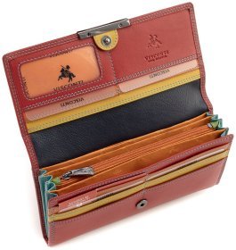 Качественный женский кошелек из натуральной кожи красного цвета с клапаном Visconti 69271