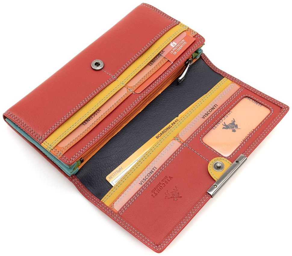 Якісний жіночий гаманець із натуральної шкіри червоного кольору з клапаном Visconti 69271 modnotak фото №8