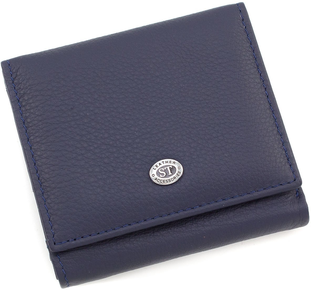 Темно-синій тонкий жіночий гаманець з натуральної шкіри хорошої якості ST Leather (15325)