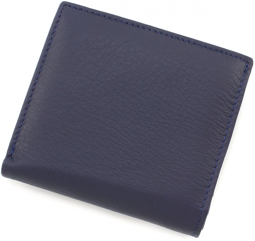 Темно-синій тонкий жіночий гаманець з натуральної шкіри хорошої якості ST Leather (15325)