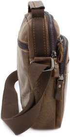 Коричневая барсетка из натуральной кожи на молнии KLEVENT (15479)