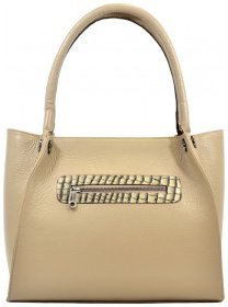Бежевая женская кожаная сумка с длинными ручками Desisan 80172