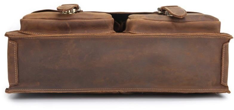 Мужской матовый вместительный портфель коричневого цвета из винтажной кожи Bexhill (19707)