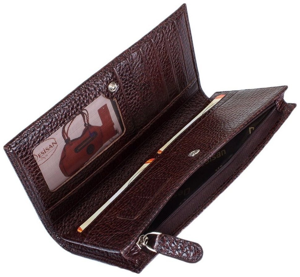 Великий чоловічий купюрник із якісної шкіри флотар Desisan 80472 коричневого кольору modnotak фото №5