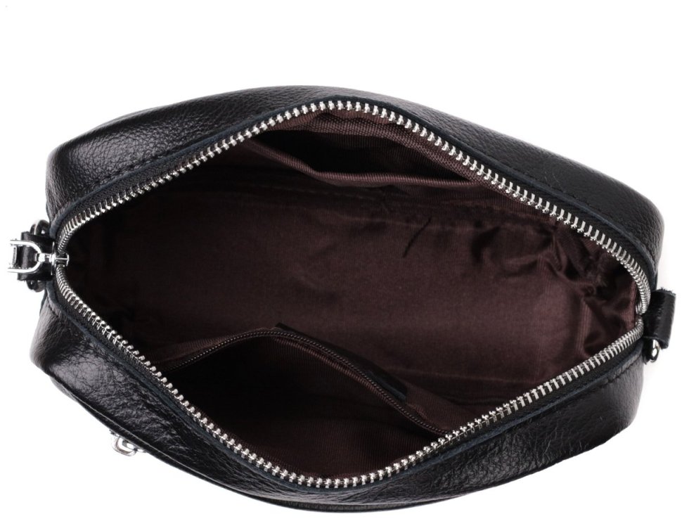 Жіноча чорна сумка-кроссбоді на плече з натуральної шкіри Vintage 2422436