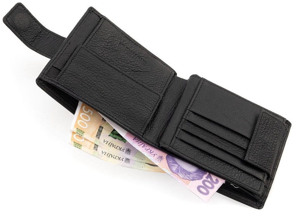 Кожаное портмоне мужское с большим количеством карманов для карт Marco Coverna 90872 (цвет черный) modnotak фото №6