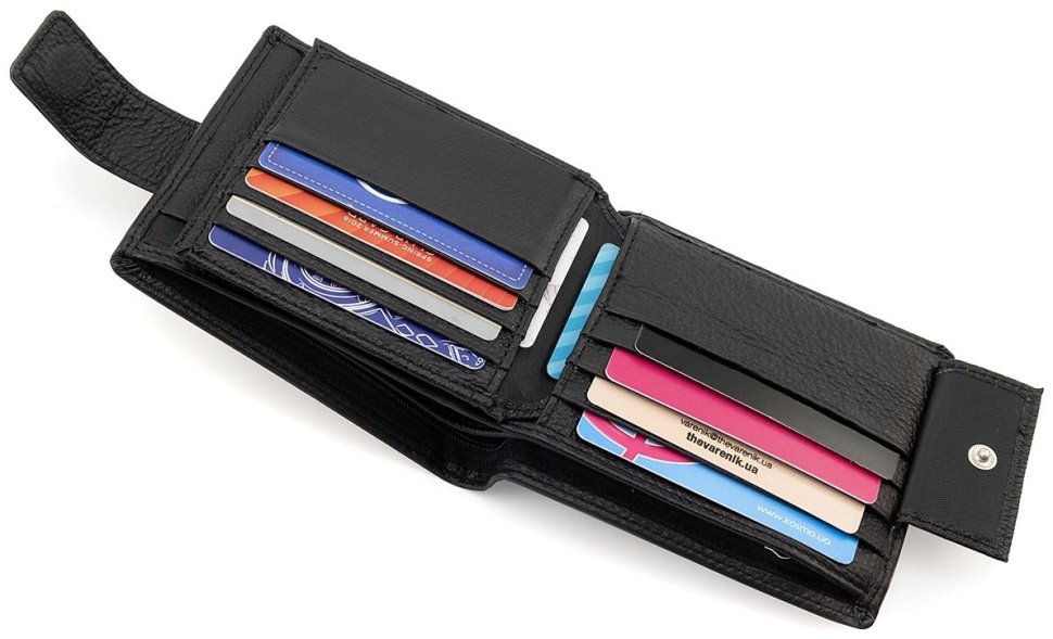 Кожаное портмоне мужское с большим количеством карманов для карт Marco Coverna 90872 (цвет черный) modnotak фото №8