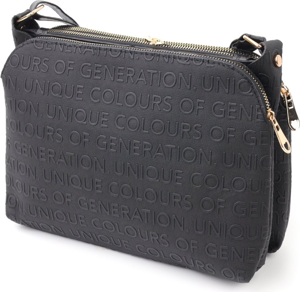 Оригінальна жіноча сумка-кроссбоді чорного кольору з еко-шкіри Vintage (18701)