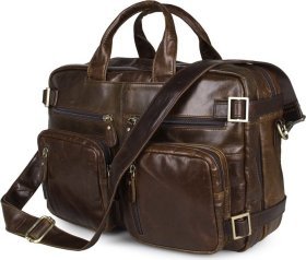 Популярна сумка-трансформер з вінтажній шкіри коричневого кольору VINTAGE STYLE (14074)