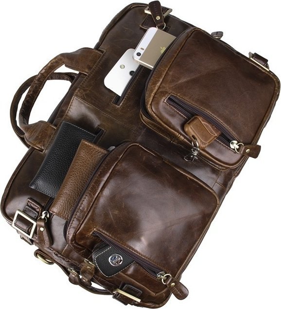 Популярна сумка-трансформер з вінтажній шкіри коричневого кольору VINTAGE STYLE (14074)