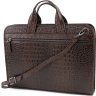 Чоловіча ділова сумка-портфель із натуральної шкіри темно-коричневого кольору KARYA (21741) - 3