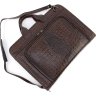 Чоловіча ділова сумка-портфель із натуральної шкіри темно-коричневого кольору KARYA (21741) - 4