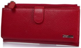 Вместительный женский кошелек красного цвета из натуральной зернистой кожи Desisan 81872