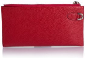 Вместительный женский кошелек красного цвета из натуральной зернистой кожи Desisan 81872