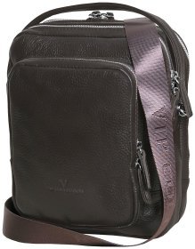 Мужская барсетка с ручкой для носки из фактурной кожи на 3 отделения коричневого цвета Vip Collection 102372