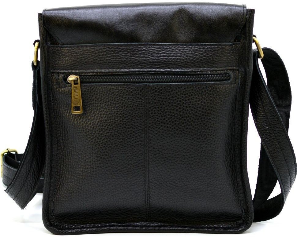 Класична чоловіча сумка зі шкіри флотар чорного кольору TARWA (19822)