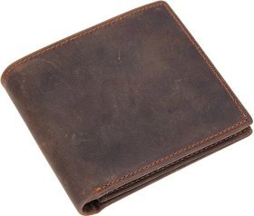 Горизонтальне чоловіче портмоне з вінтажній шкіри коричневого кольору Vintage (14965)