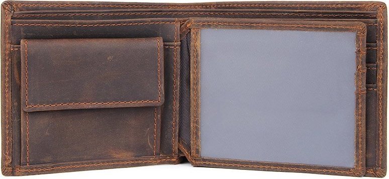 Горизонтальное мужское портмоне из винтажной кожи коричневого цвета Vintage (14965)