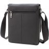 Повсякденна чоловіча шкіряна сумка на плече чорного кольору з клапаном - H.T Leather (19462) - 3