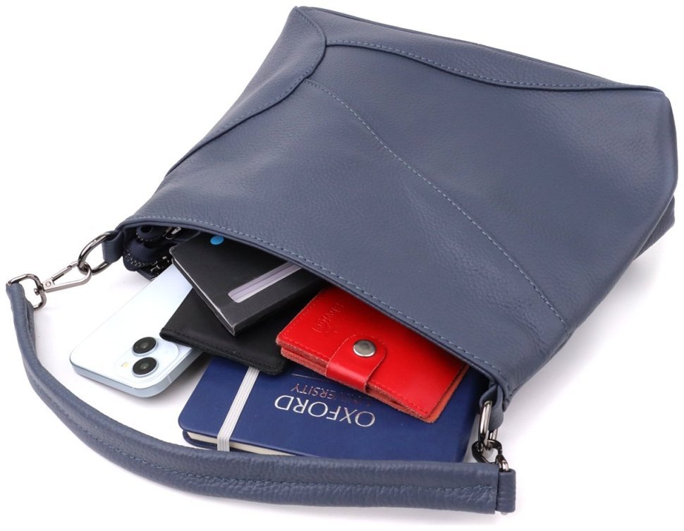 Повседневная женская сумка из натуральной кожи синего цвета Vintage 103172 modnotak фото №8