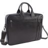 Добротная мужская сумка-портфель из натуральной кожи черного цвета на молнии KARYA (10267) - 1