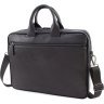 Добротна чоловіча сумка-портфель із натуральної шкіри чорного кольору на блискавці KARYA (10267) - 3