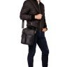 Кожаная барсетка из натуральной кожи черного цвета с золотистой фурнитурой Tiding Bag (15758) фото №2 Кожаная барсетка из натуральной кожи черного цвета с золотистой фурнитурой Tiding Bag (15758) modnotak фото - 2