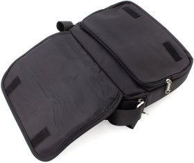 Текстильна горизонтальна чоловіча сумка-месенджер чорного кольору Leadhake (10332)