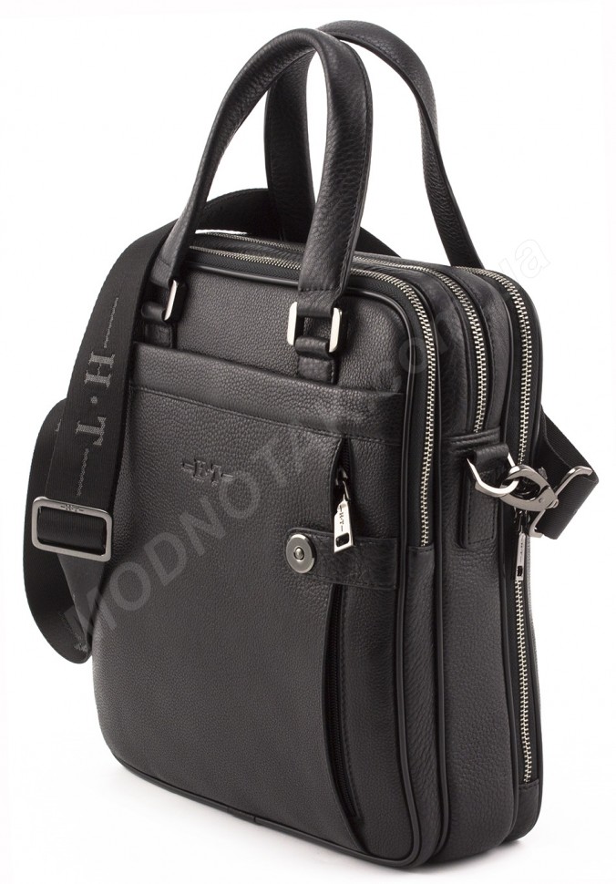 Вертикальна чоловіча шкіряна сумка ділового стилю (вміщує А4) H.T Leather (10348)