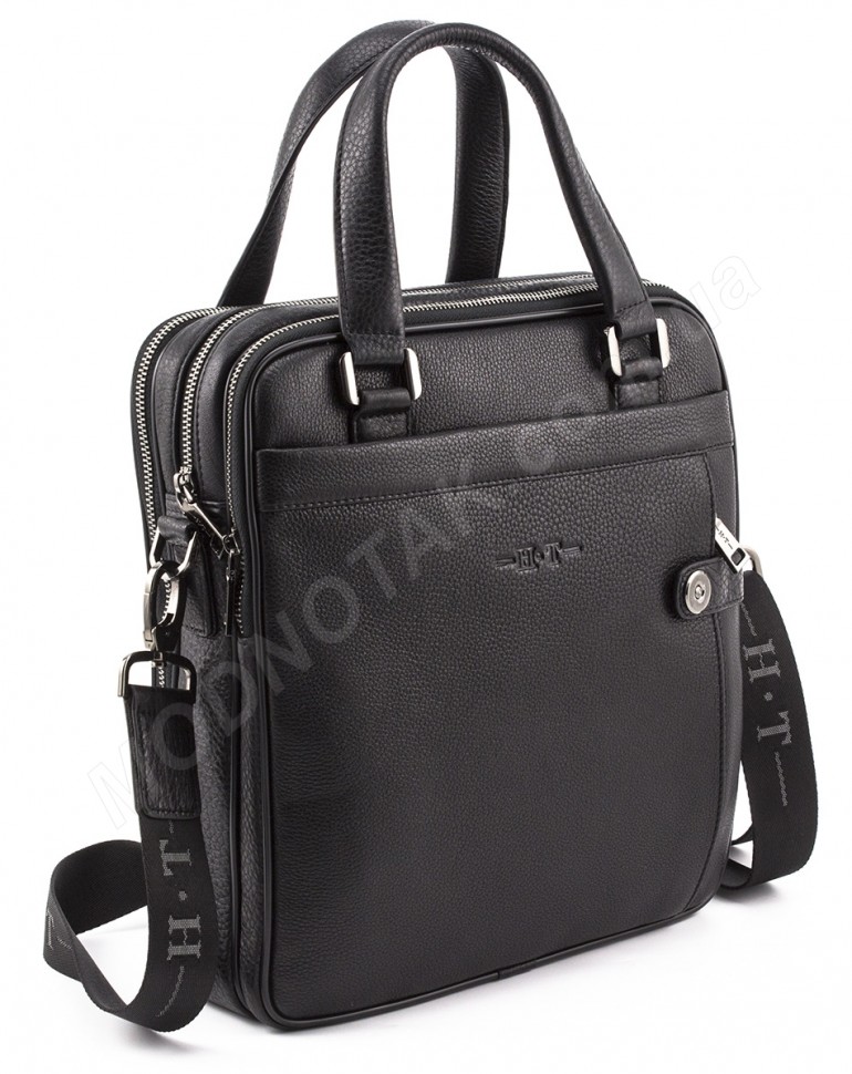 Вертикальная мужская кожаная сумка делового стиля (вмещает А4) H.T Leather (10348)