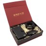 Подарочный набор для мужчины (портмоне, ключница, ремень) из натуральной кожи KARYA (19855) - 1