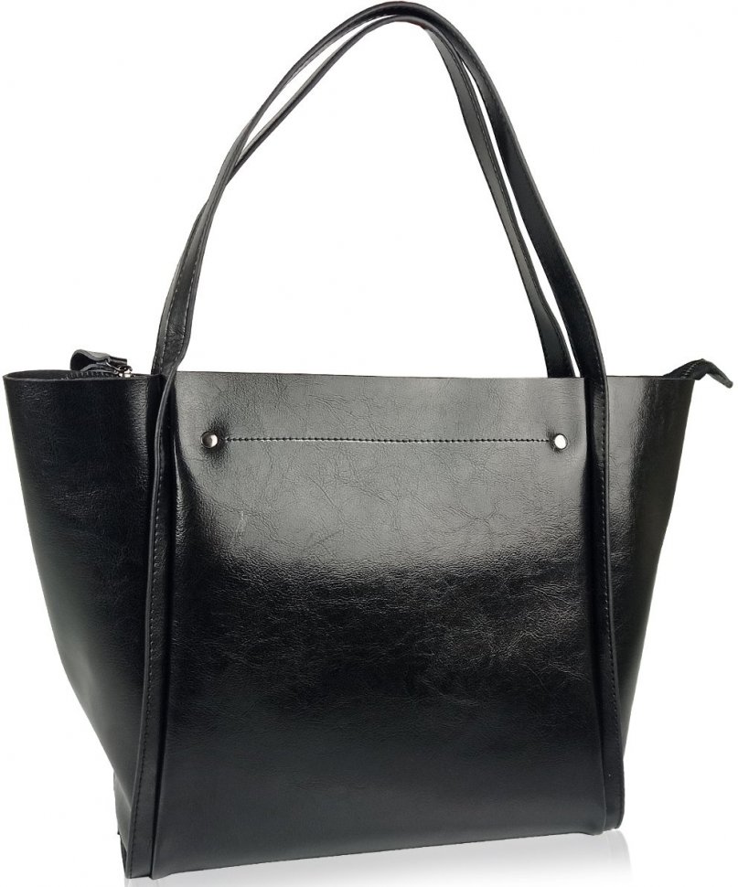 Жіноча шкіряна сумка-шоппер чорного кольору Grays (21495)